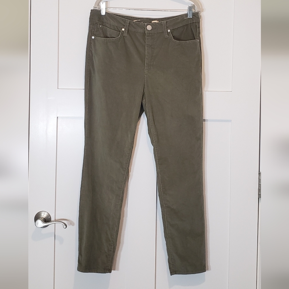 Seven 7 Corduroy Pants Ultra High Rise Skinny Olive Green Cotton Stretch Size 12